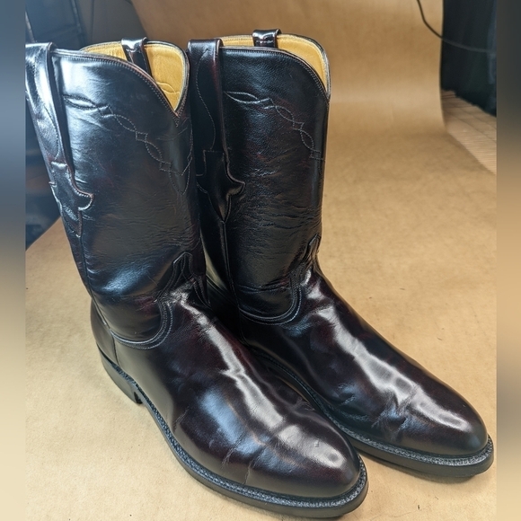 Lucchese Classics "Seville "boots men's size 8.5D black cherry goat leather West - Picture 1 of 12